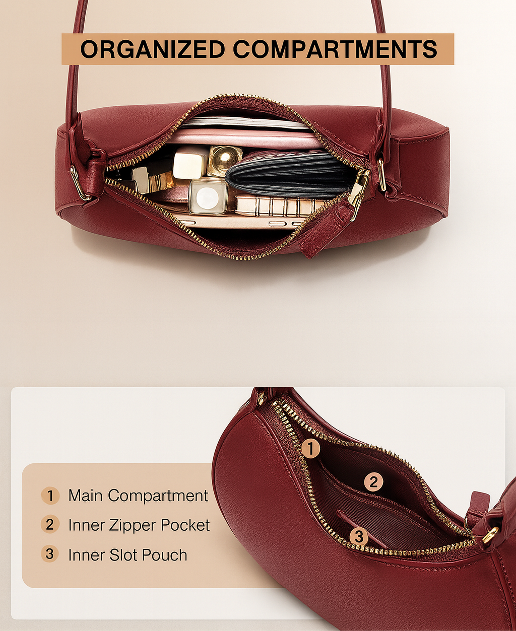 Lunara Crescent Shoulder Bag