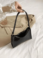Varelle Croc Noir Shoulder Bag