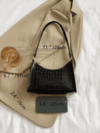 Varelle Croc Noir Shoulder Bag